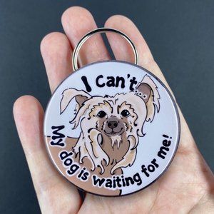 Chinese Crested Bottle Opener Keychain, Handmade Dog Accessories Gift
